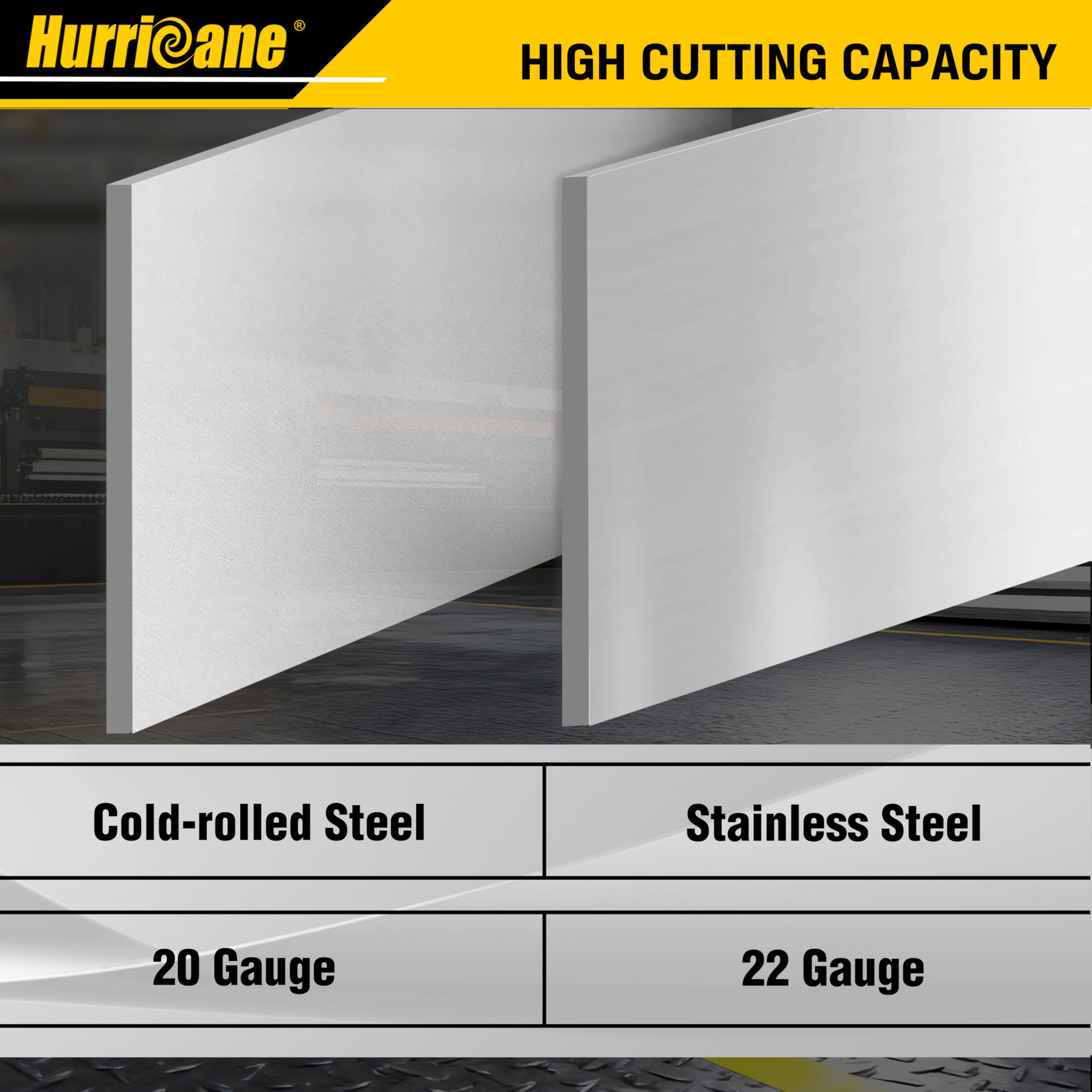 HURRICANE snip making a straight cut in sheet metal for precise results