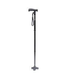 HurryCane Freedom front view showing sturdy base and ergonomic design benefit stability