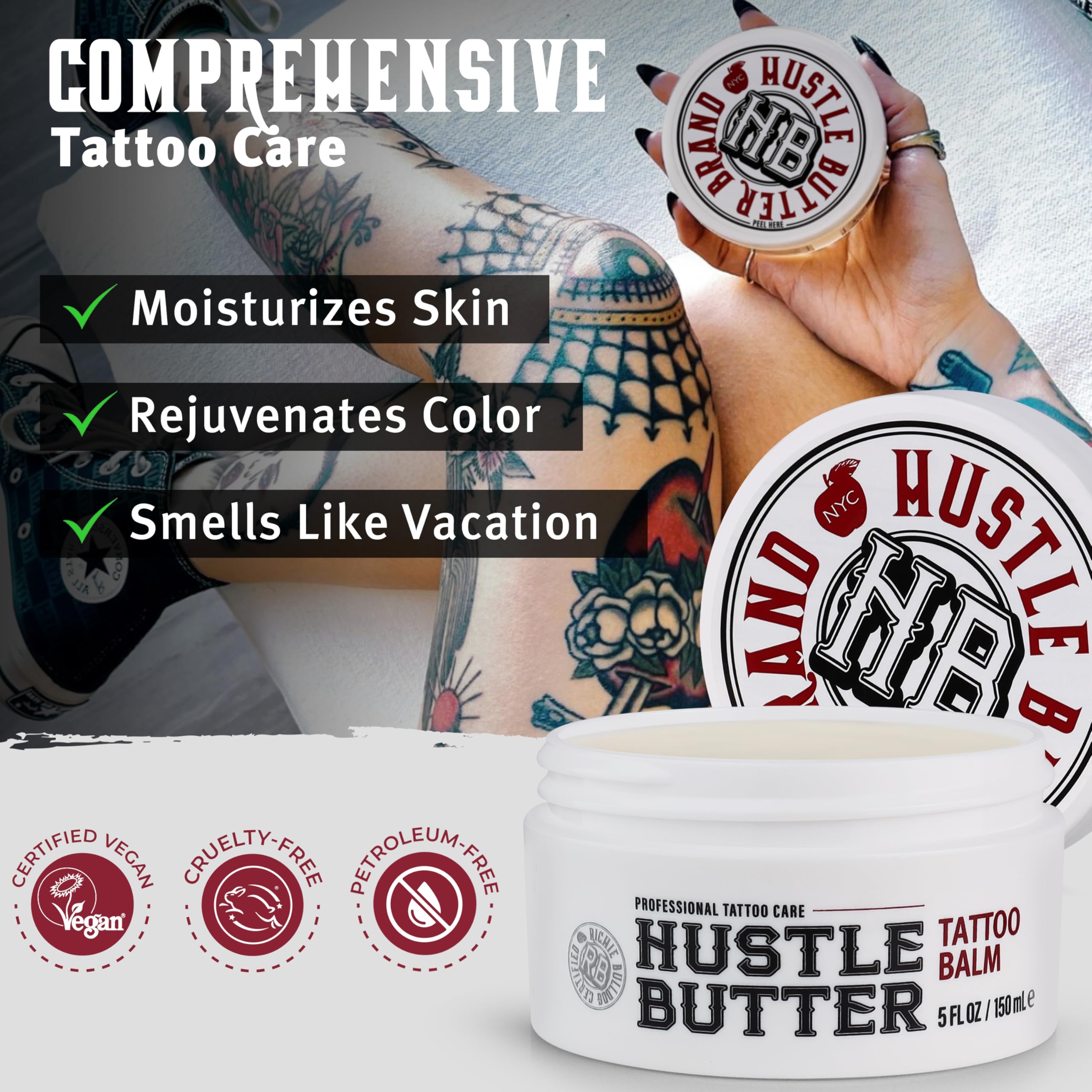 5oz Hustle Butter Deluxe next to a ruler to show true size for purchase decisions