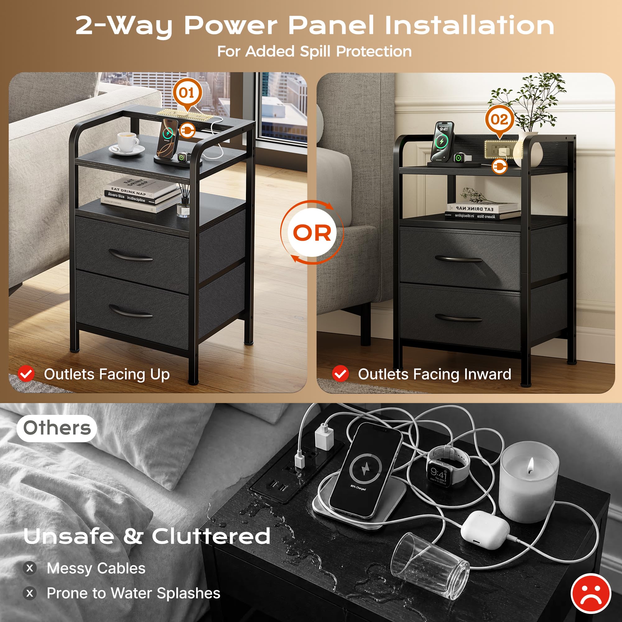 Huuger fabric drawer detail highlighting durable material and hidden storage benefit