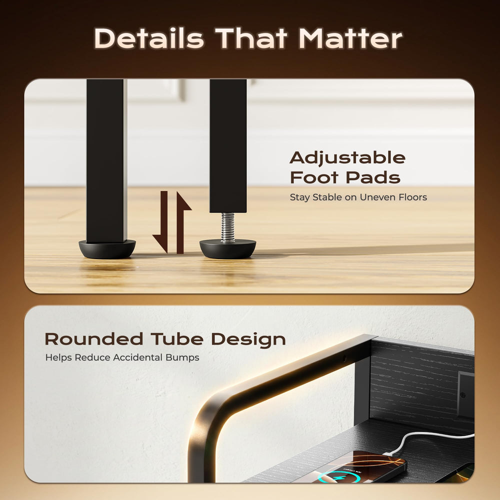 Huuger nightstand next to a book for scale showing compact footprint advantage