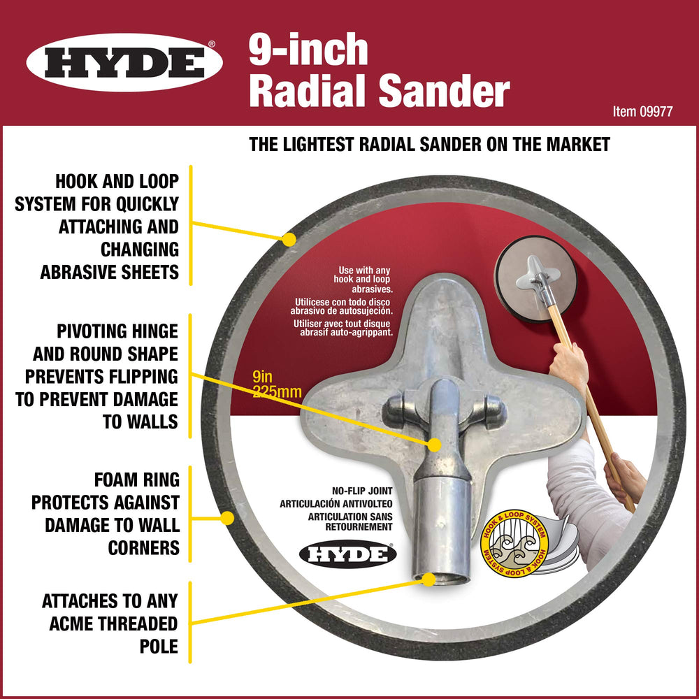Hyde 09977 hook-and-loop backing detail for fast abrasive changes on the job