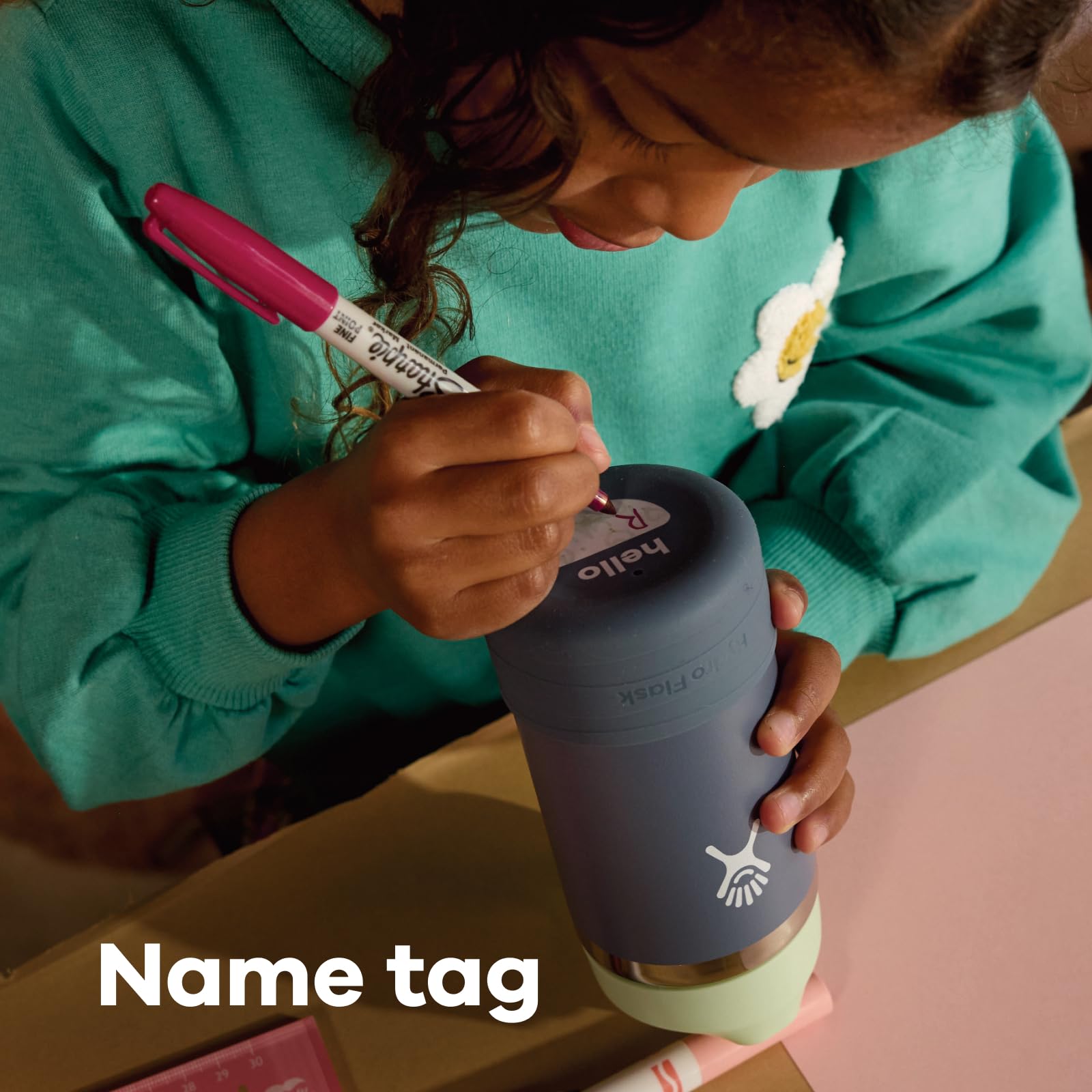 Hydro Flask lid and straw disassembled demonstrating dishwasher-cleanable parts