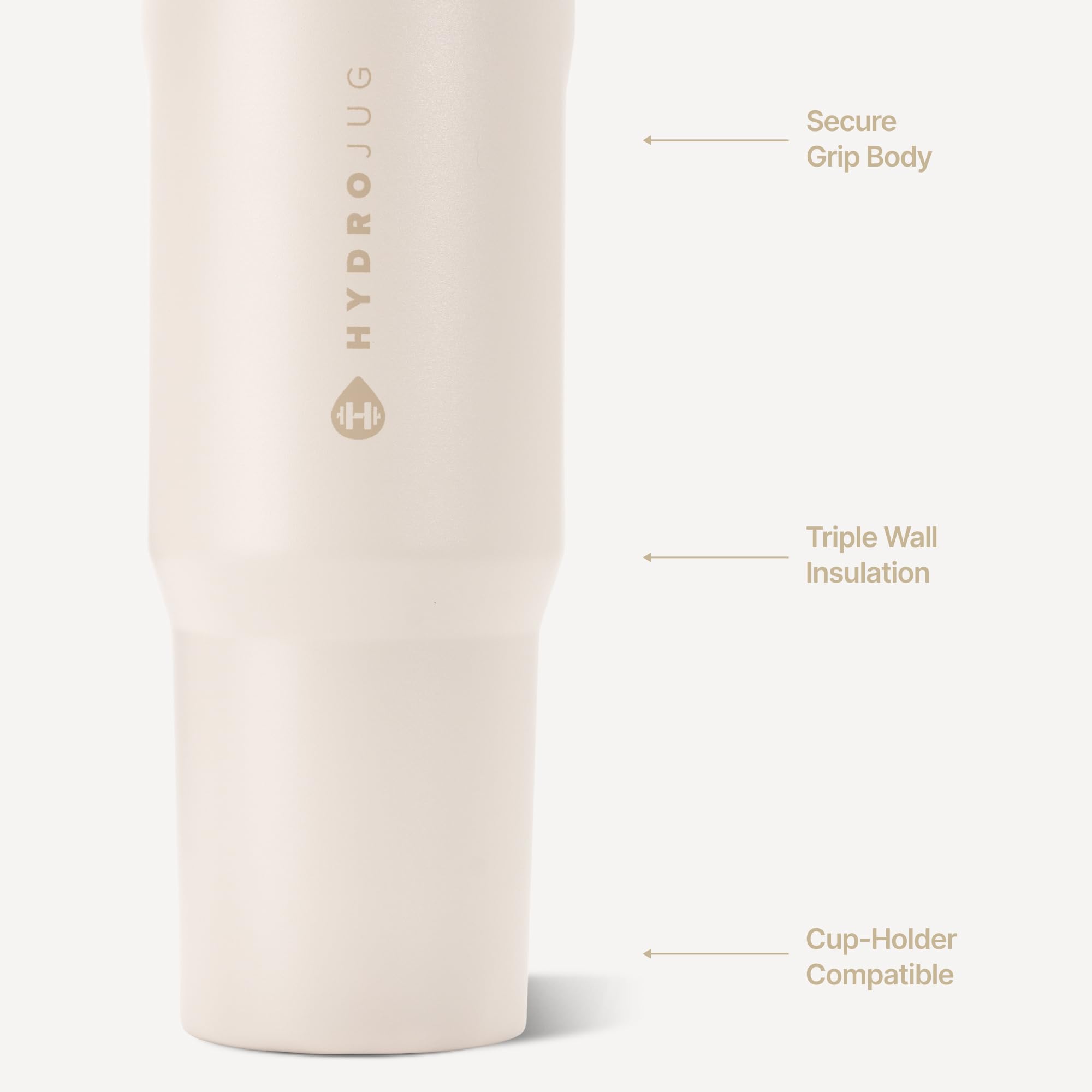 HydroJug lid and attached straw detail for spill-free sipping