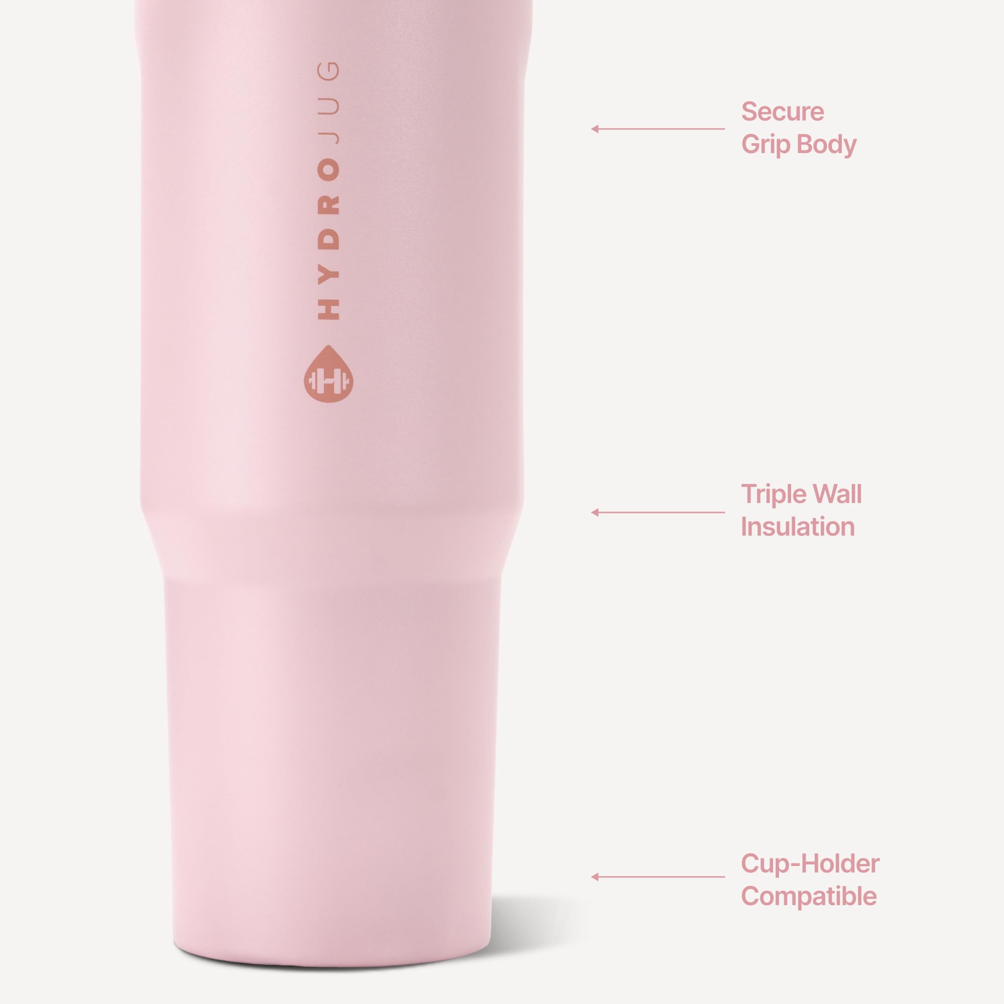 HydroJug attached straw and open screw-top for quick sips and easy cleaning