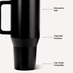 HydroJug Traveler flip straw lid open, demonstrating quick one-handed sipping convenience