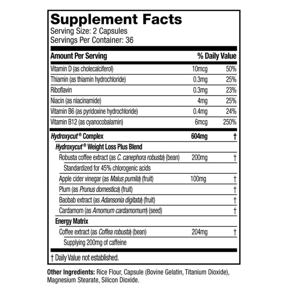 Hydroxycut capsule close-up highlighting texture and rapid-release form for fast delivery
