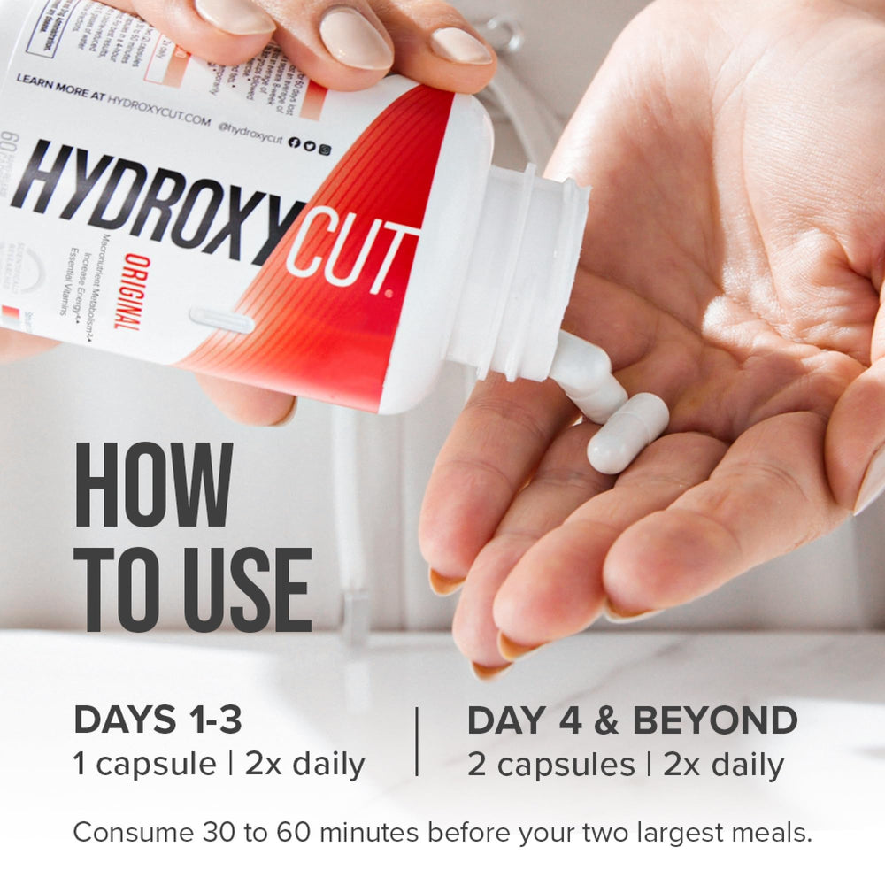 Athlete taking Hydroxycut before workout showing Hydroxycut providing energy support