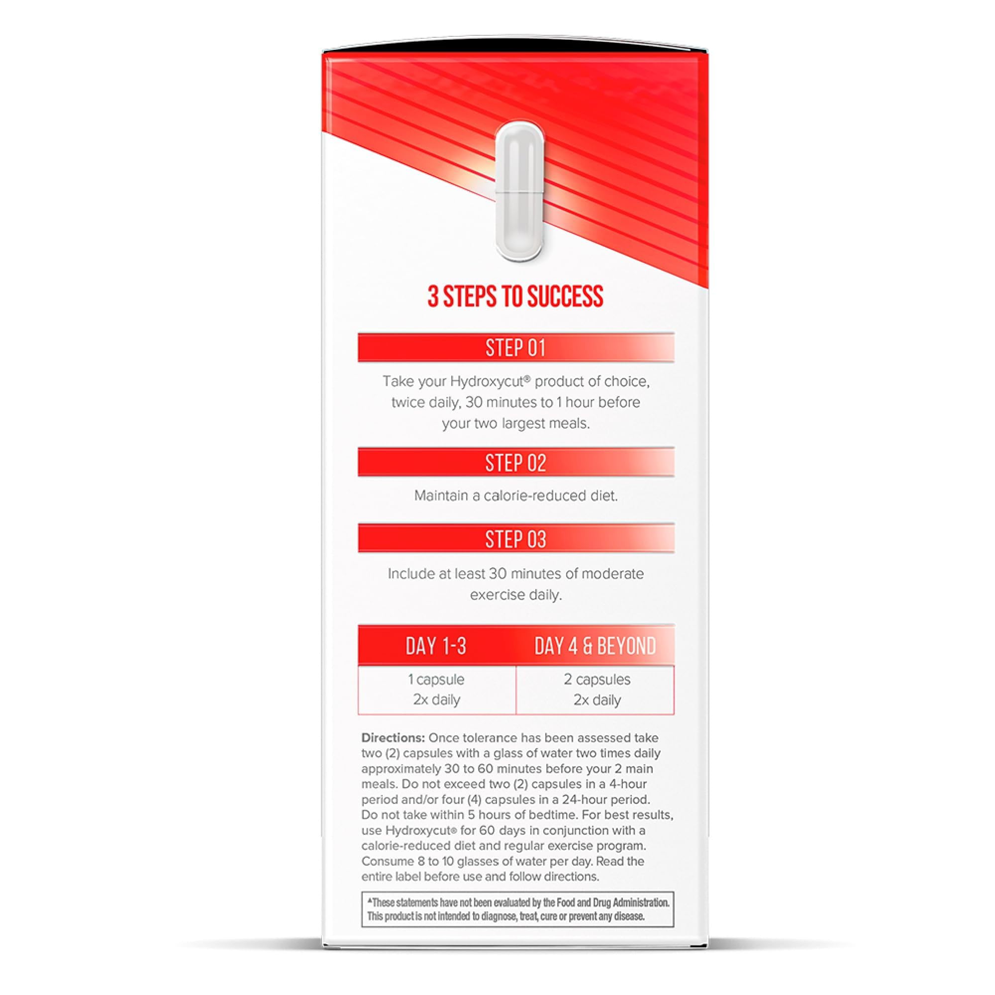Close-up nutrition facts on Hydroxycut label showing transparency about contents