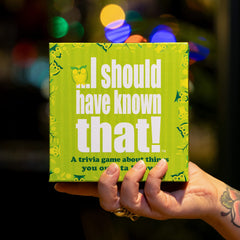 Hygge Games card close-up of printed question and clear legible text benefit