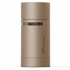 HygieneLab front packaging displaying sandalwood deodorant and product benefit