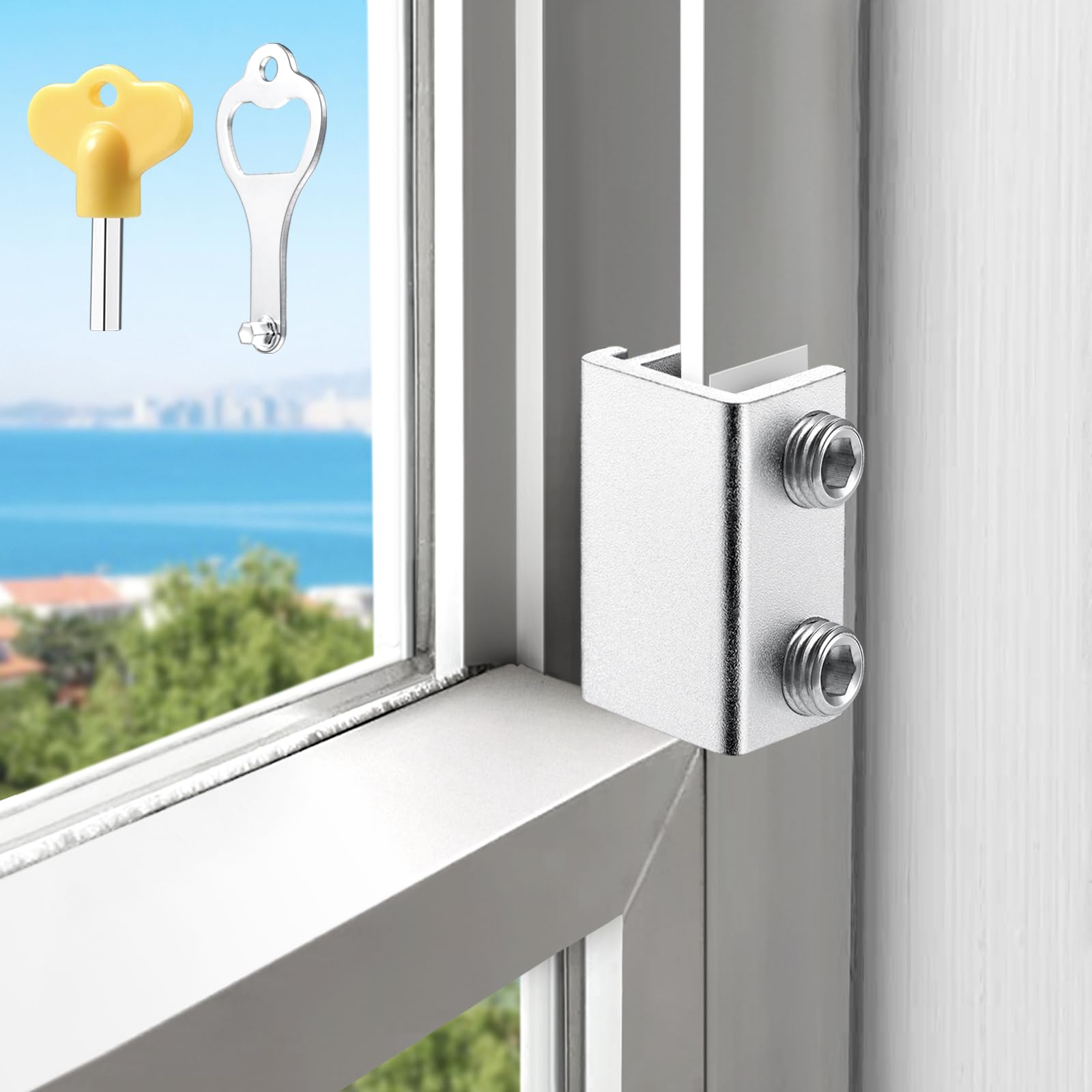 HYIEOU front view of six sliding window locks showing compact safety design and reliability