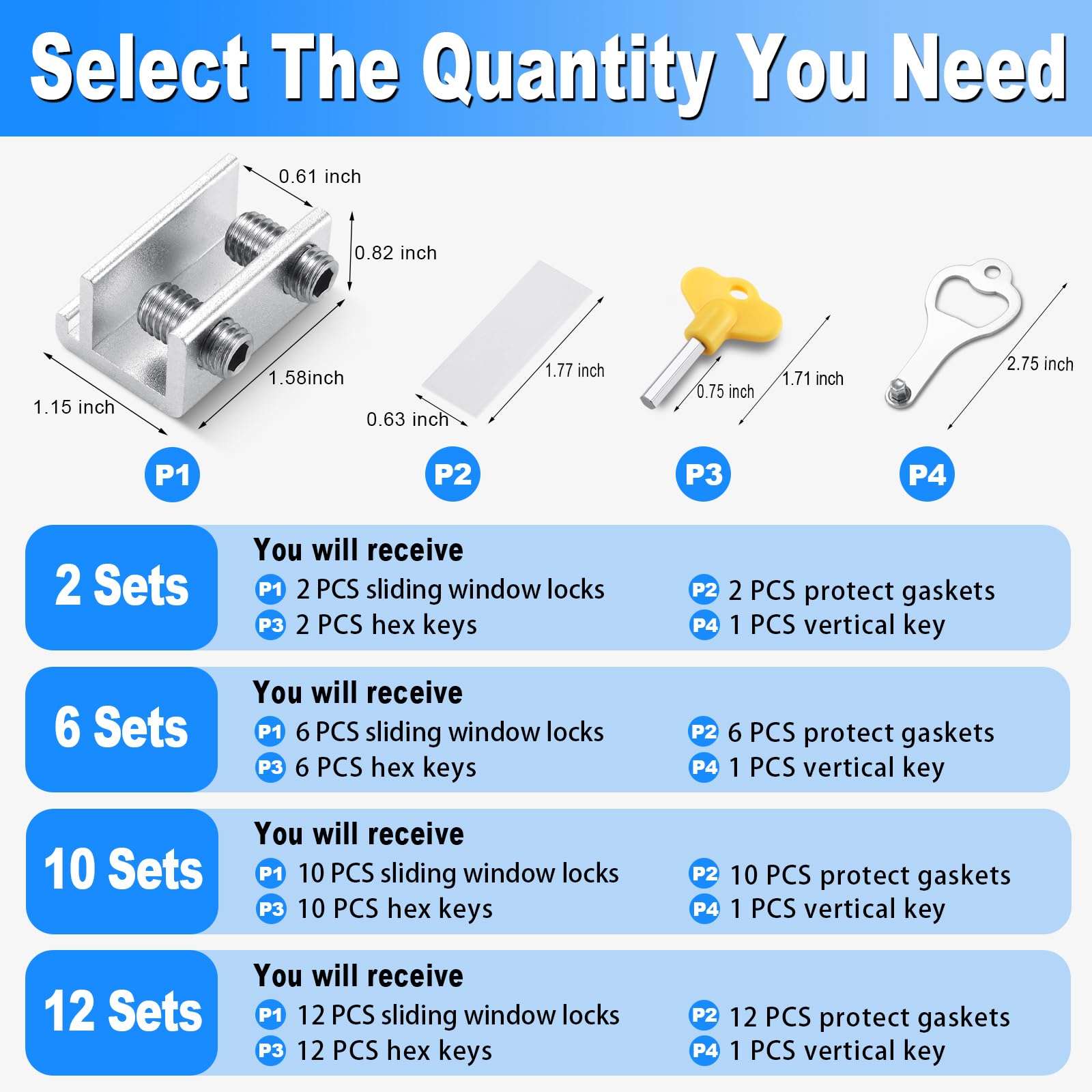 HYIEOU window lock beside ruler showing compact dimensions and easy installation