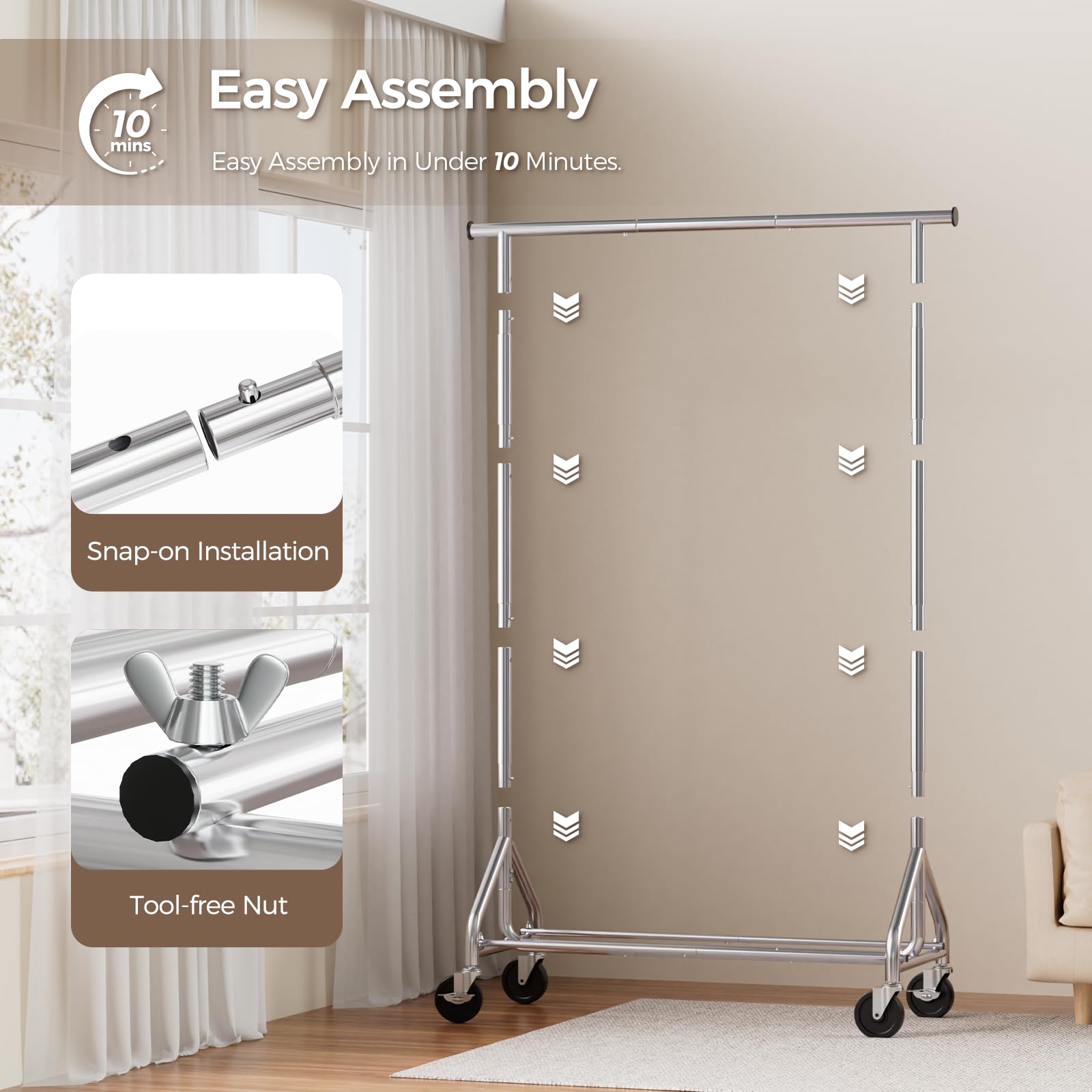 HYSEYY clothes rack in laundry room showing easy drying and access