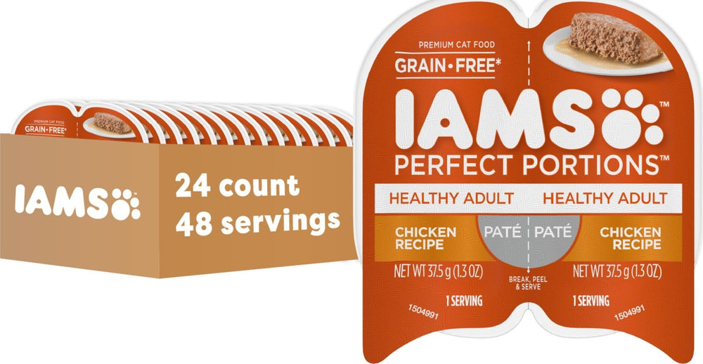 IAMS front packaging showing twin-meal trays and brand trust