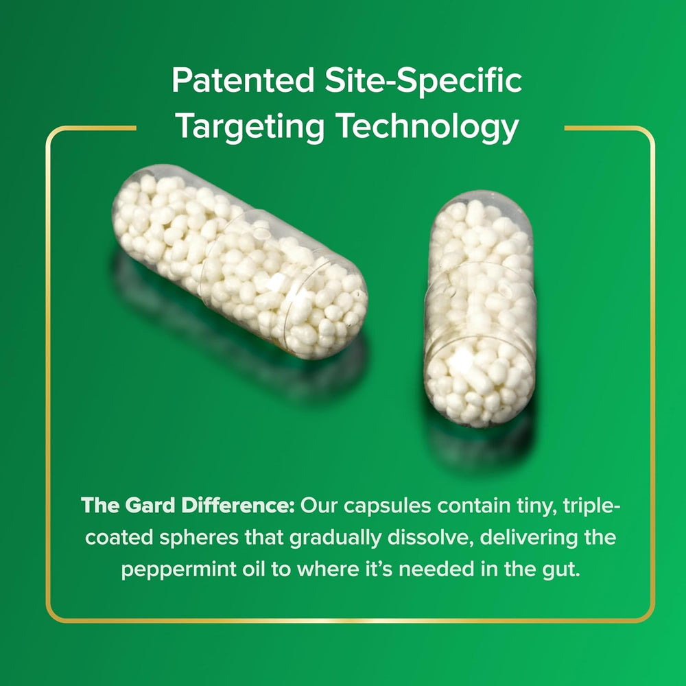 Hand holding IBgard capsules demonstrating size and convenient dosing