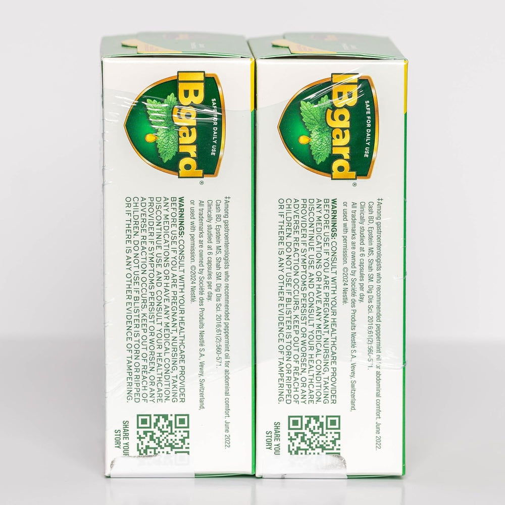 IBgard instruction sheet beside bottle clarifying dosing and safety benefit