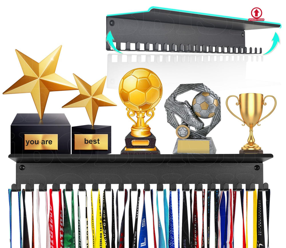 iBobbish front view mounted medal hanger showing organized awards and durability