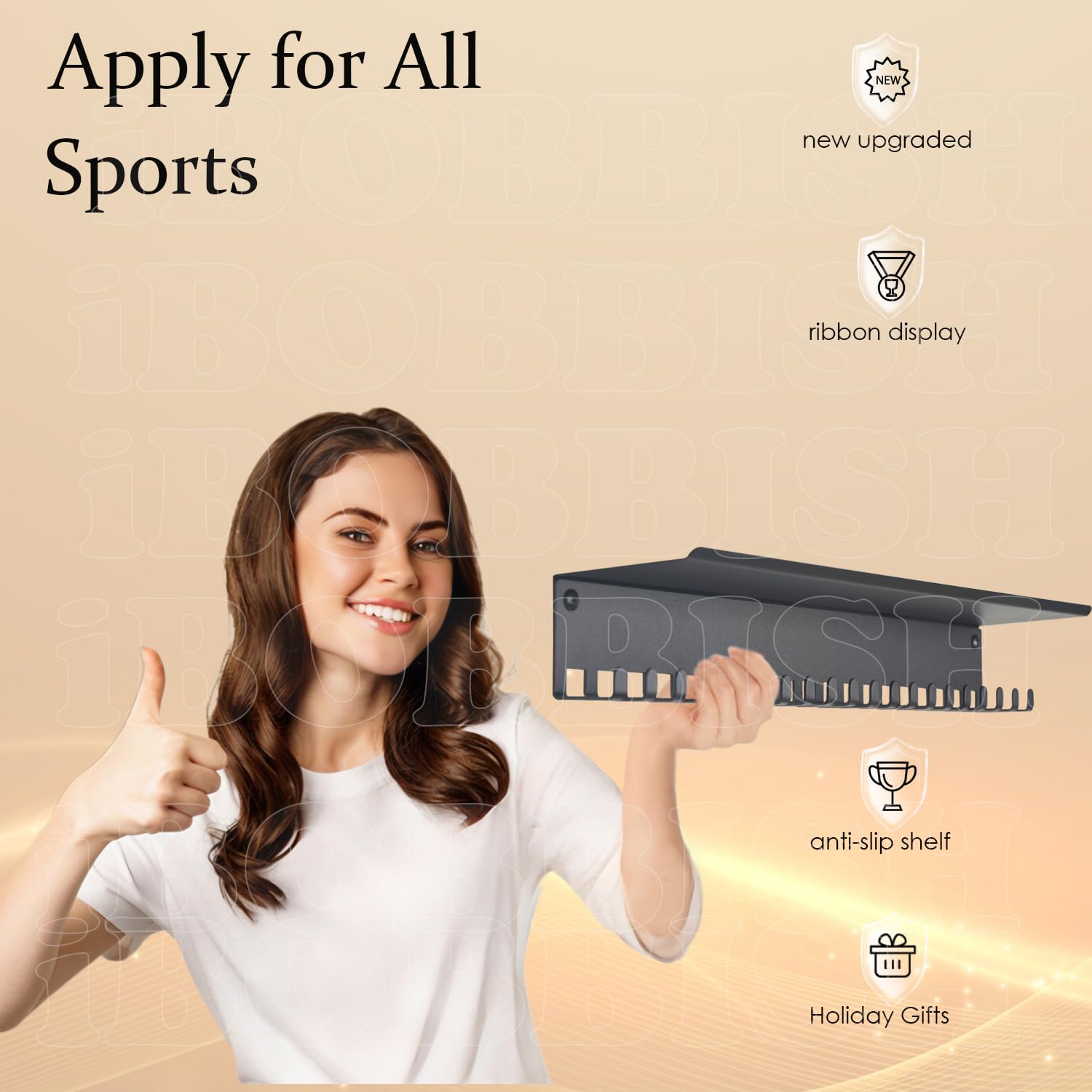 iBobbish small trophy placed on top shelf highlighting secure storage