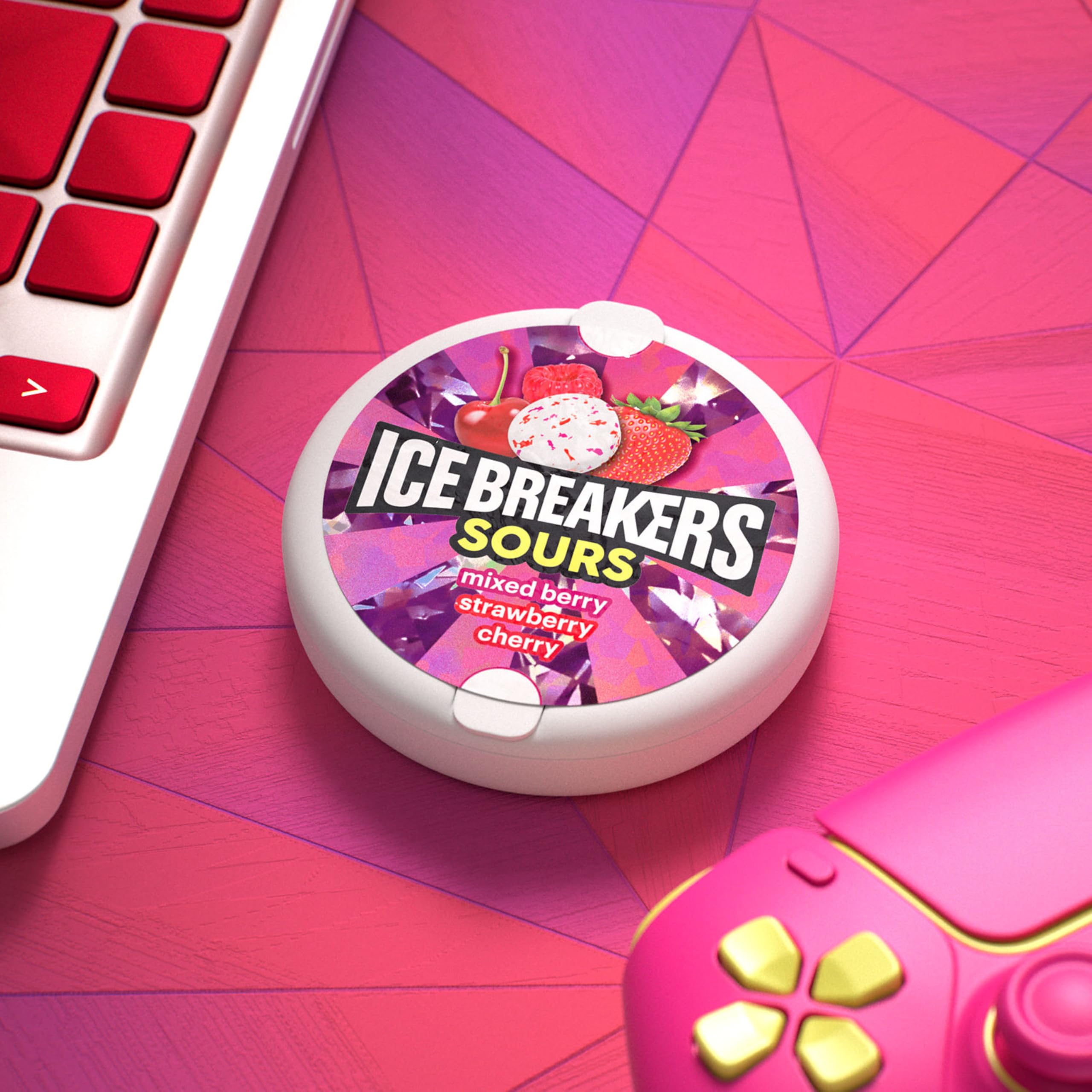 Ice Breakers label detail showing flavor names and sugar-free benefit