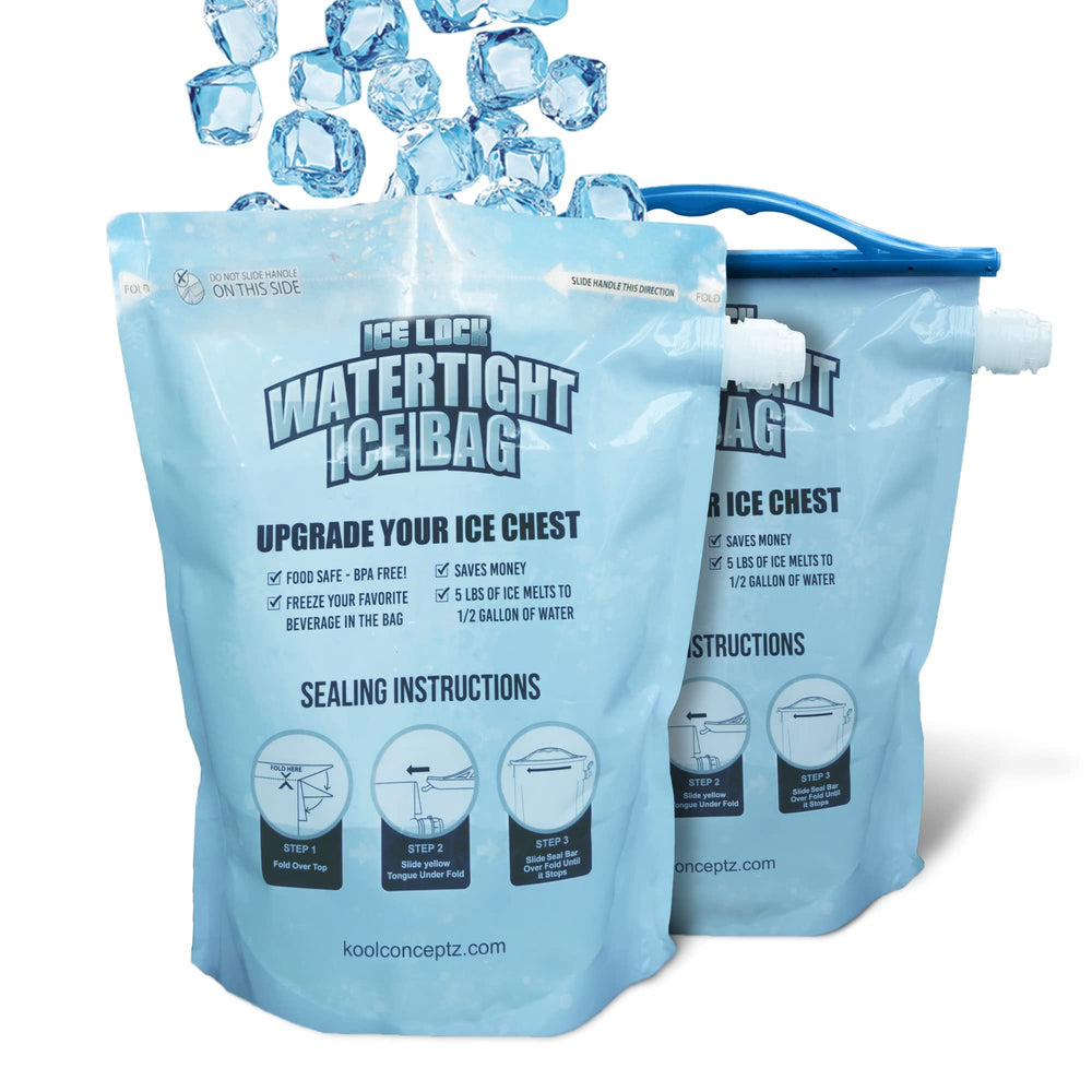 Ice Lock bag front inside a cooler keeping food dry and cold benefit