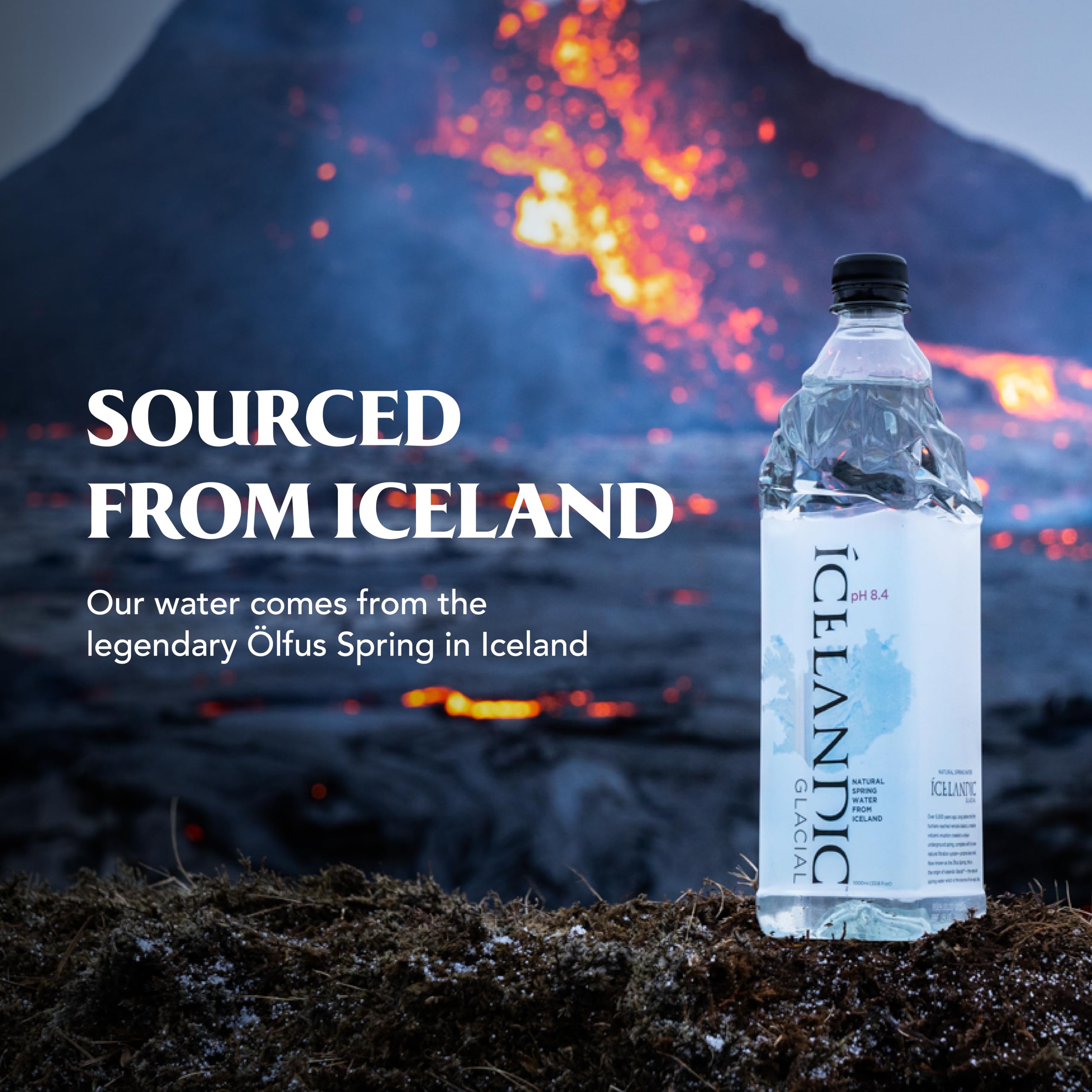 Icelandic Glacial bottle held in hand for size comparison, demonstrates convenient single-serve portion