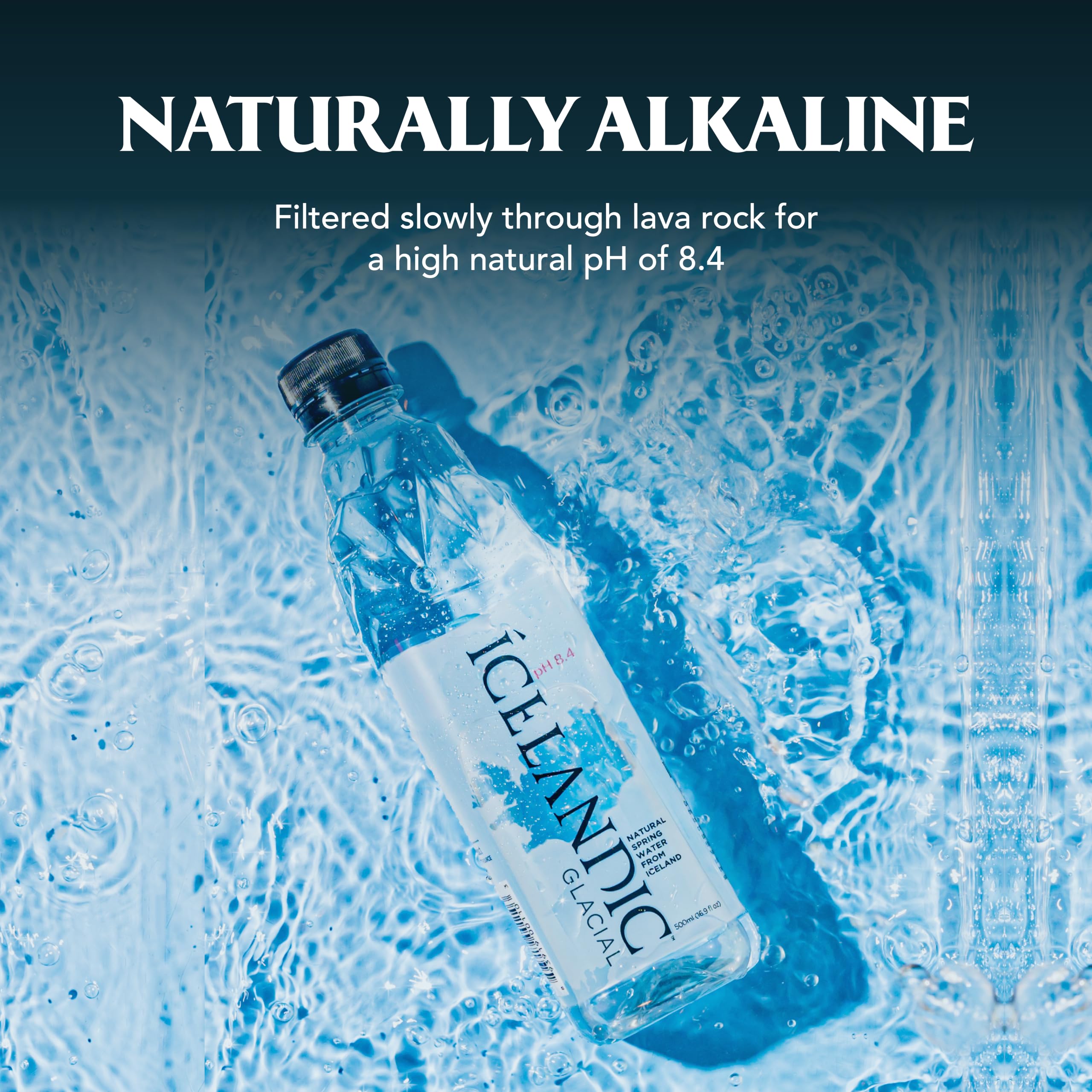 Icelandic Glacial bottles arranged on shelf for easy storage and quick access