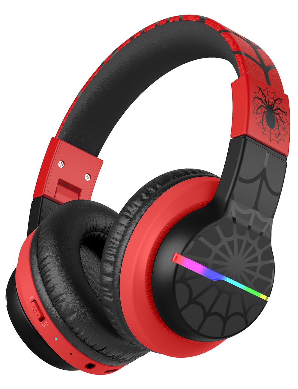 iClever BTH12 front view showing headset and playful LED lights, ideal for travel