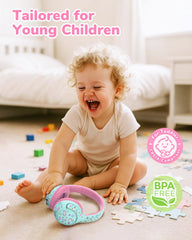 iClever BTH27 on a toddler during travel offering secure, quiet listening