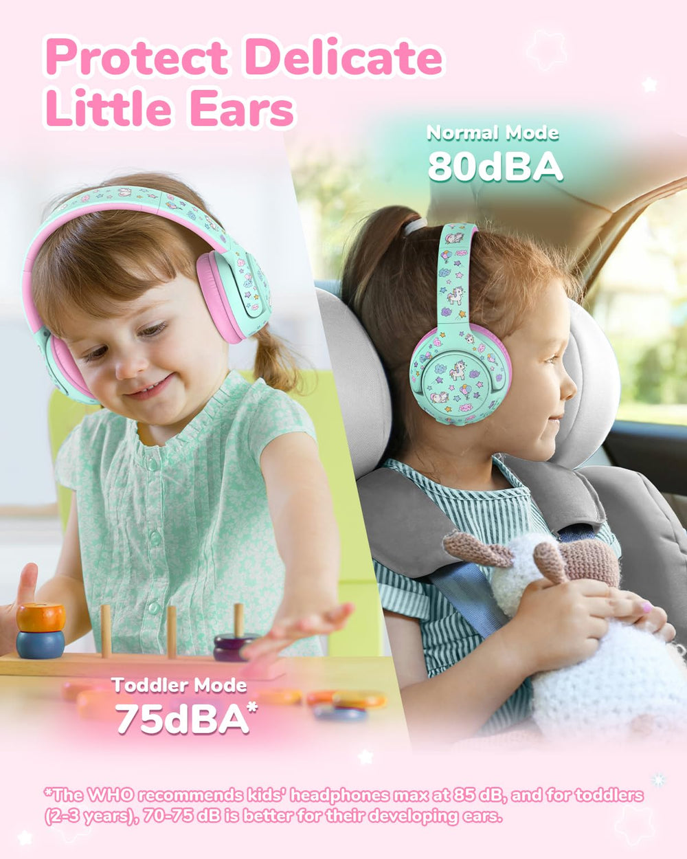 iClever BTH27 side controls with oversized buttons for easy kid operation