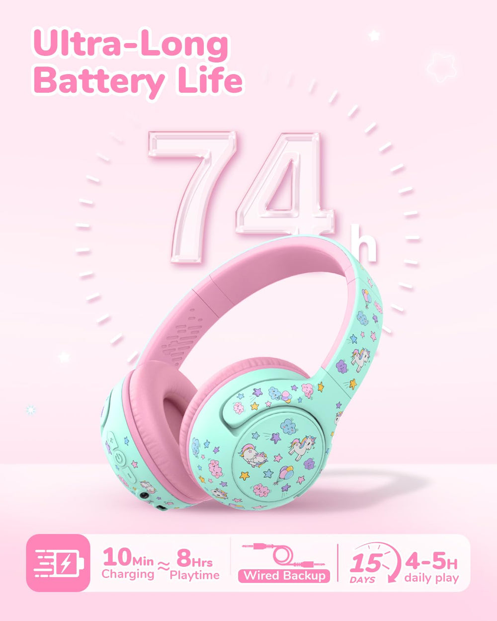 iClever BTH27 plugged with 3.5mm wired mode for uninterrupted audio