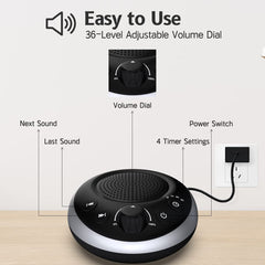 iDealSleep display with sound options demonstrating 30 soothing sounds available