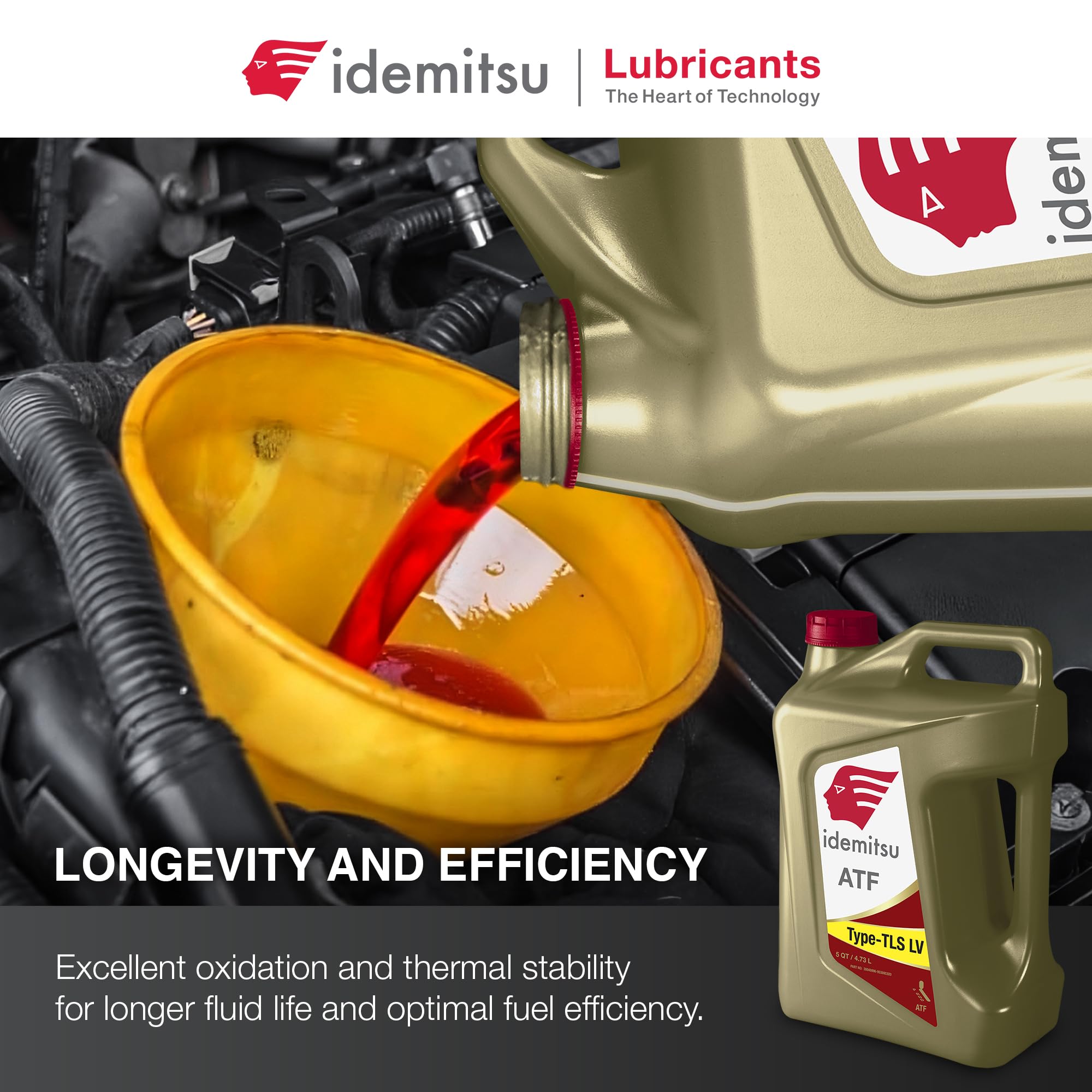 Idemitsu ATF pouring into transmission funnel showing smooth service filling