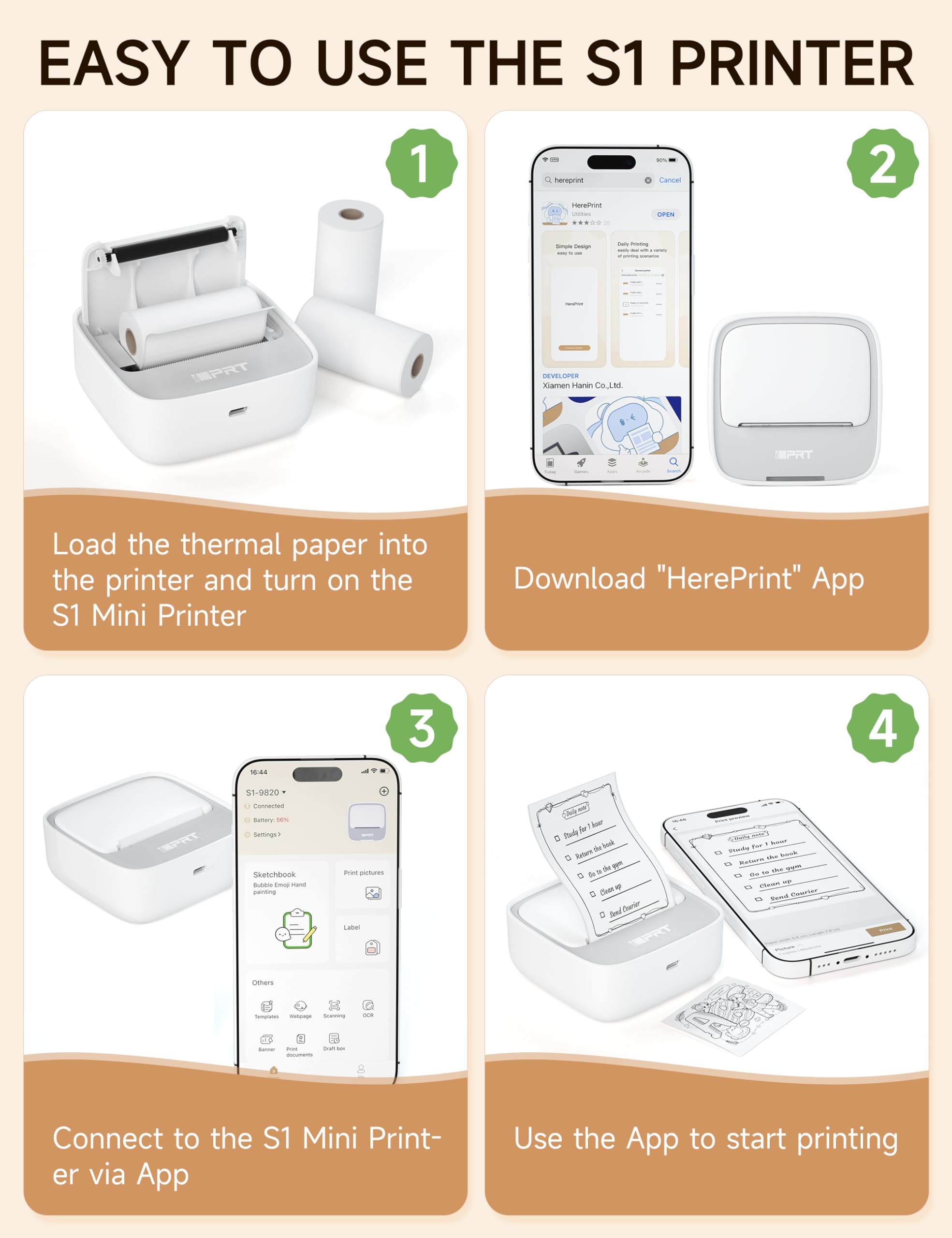iDPRT single roll of thermal paper included for immediate printing benefit