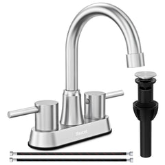 Ifaucet brushed nickel front view showing sleek two-handle design and benefit of modern style