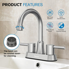 Ifaucet handle detail showing ceramic cartridge control for long-lasting smooth operation