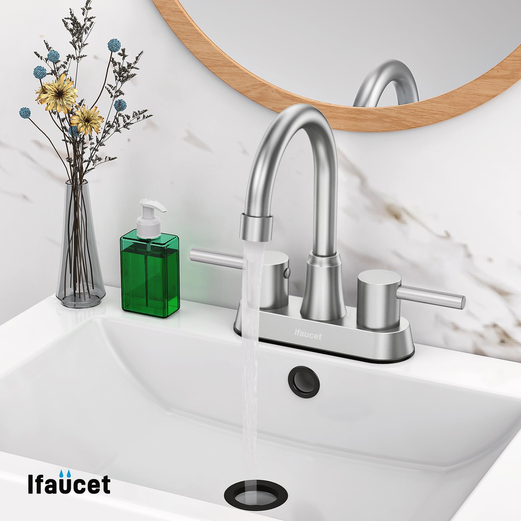 Ifaucet side profile with dimensions showing correct fit for 4-inch centerset sinks benefit