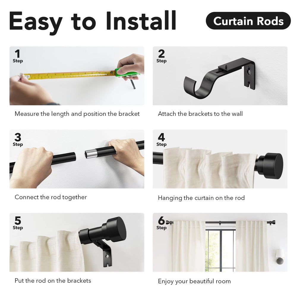 IFELS curtain rod mounted on a large window demonstrating sturdy span