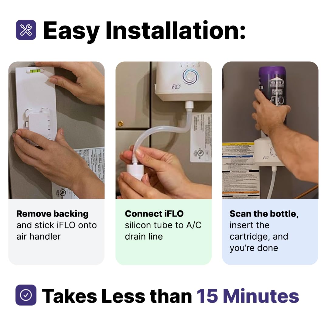 iFLO smartphone screen displaying refill alert in app, indicating smart maintenance tracking