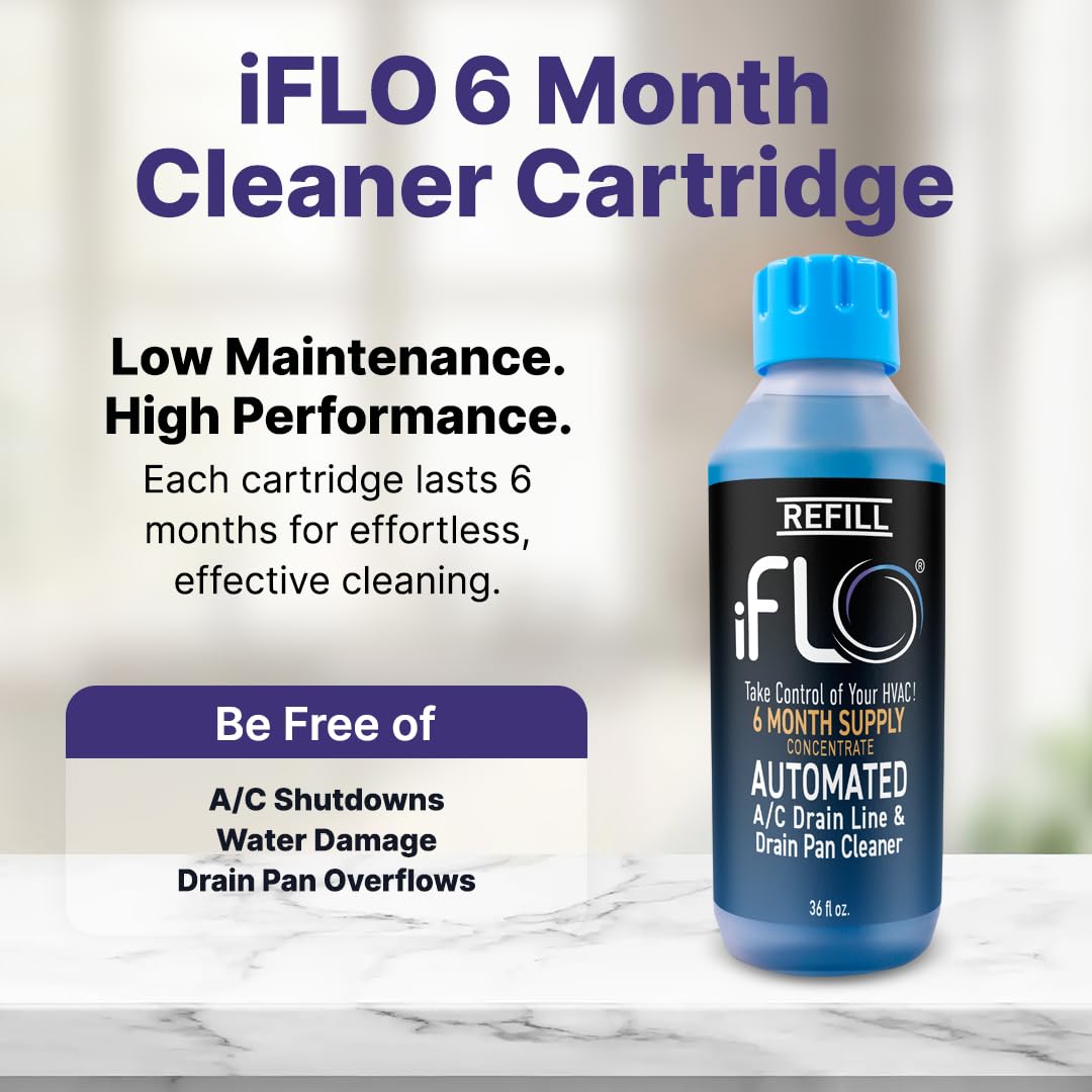 iFLO close-up of cartridge nozzle and label, highlighting easy twist-and-lock replacement
