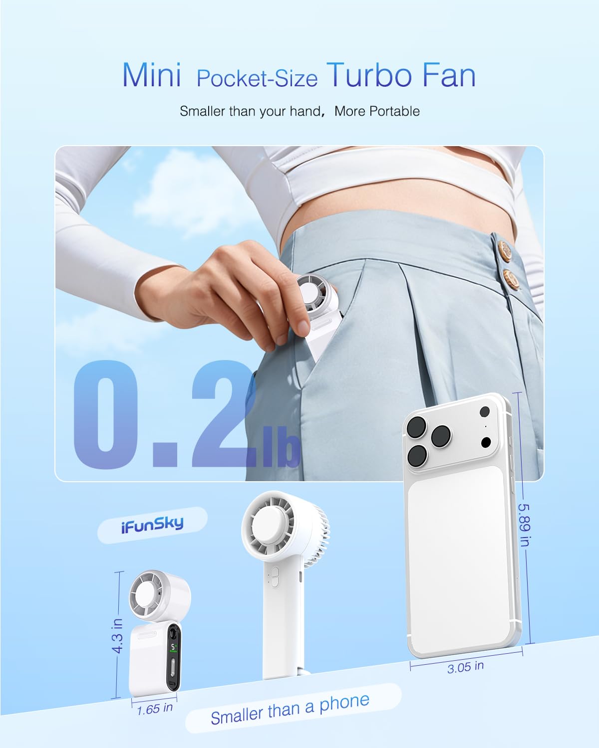 iFunSky mini USB charging port showing easy rechargeable convenience