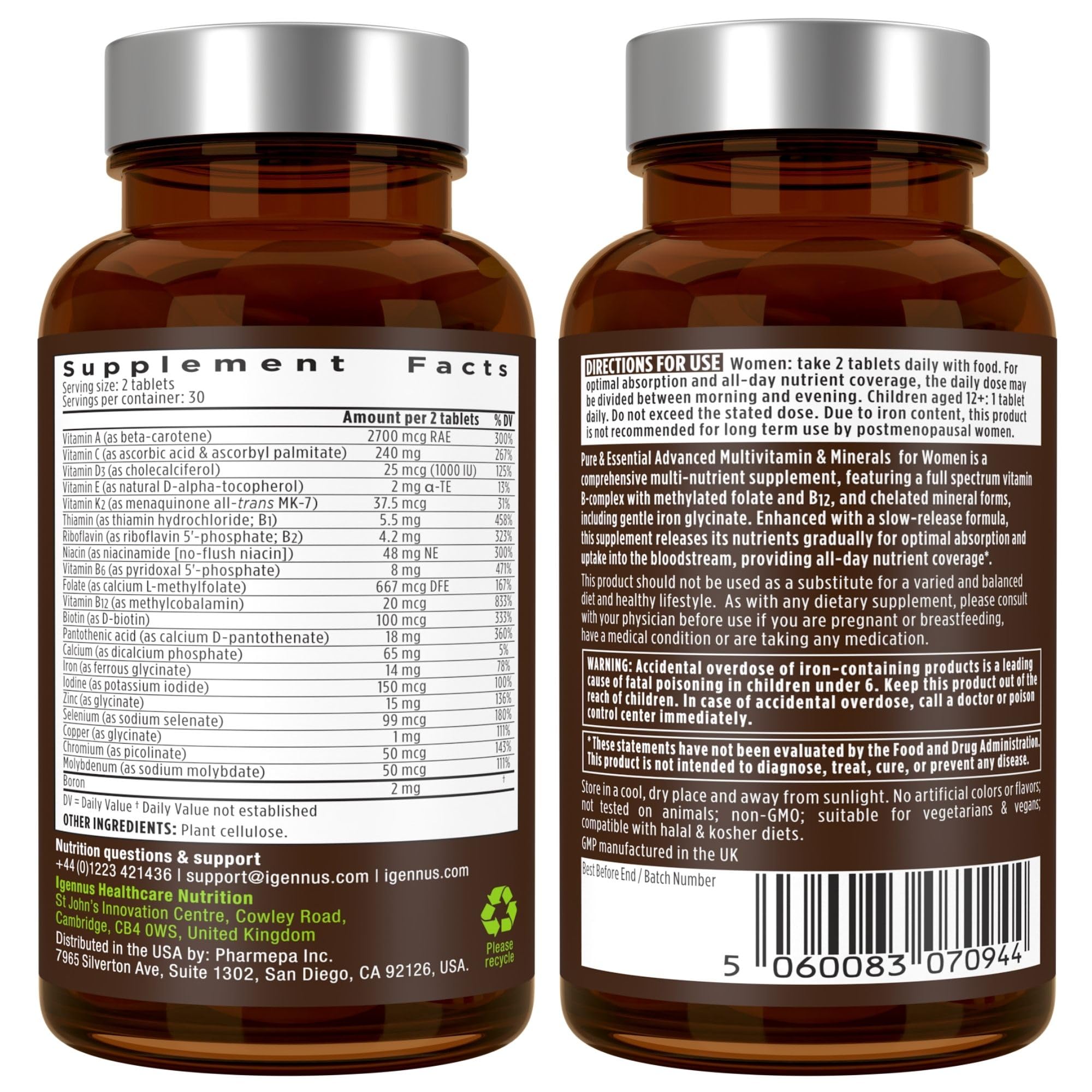 Igennus ingredient icons emphasizing methylated B-vitamins and absorption