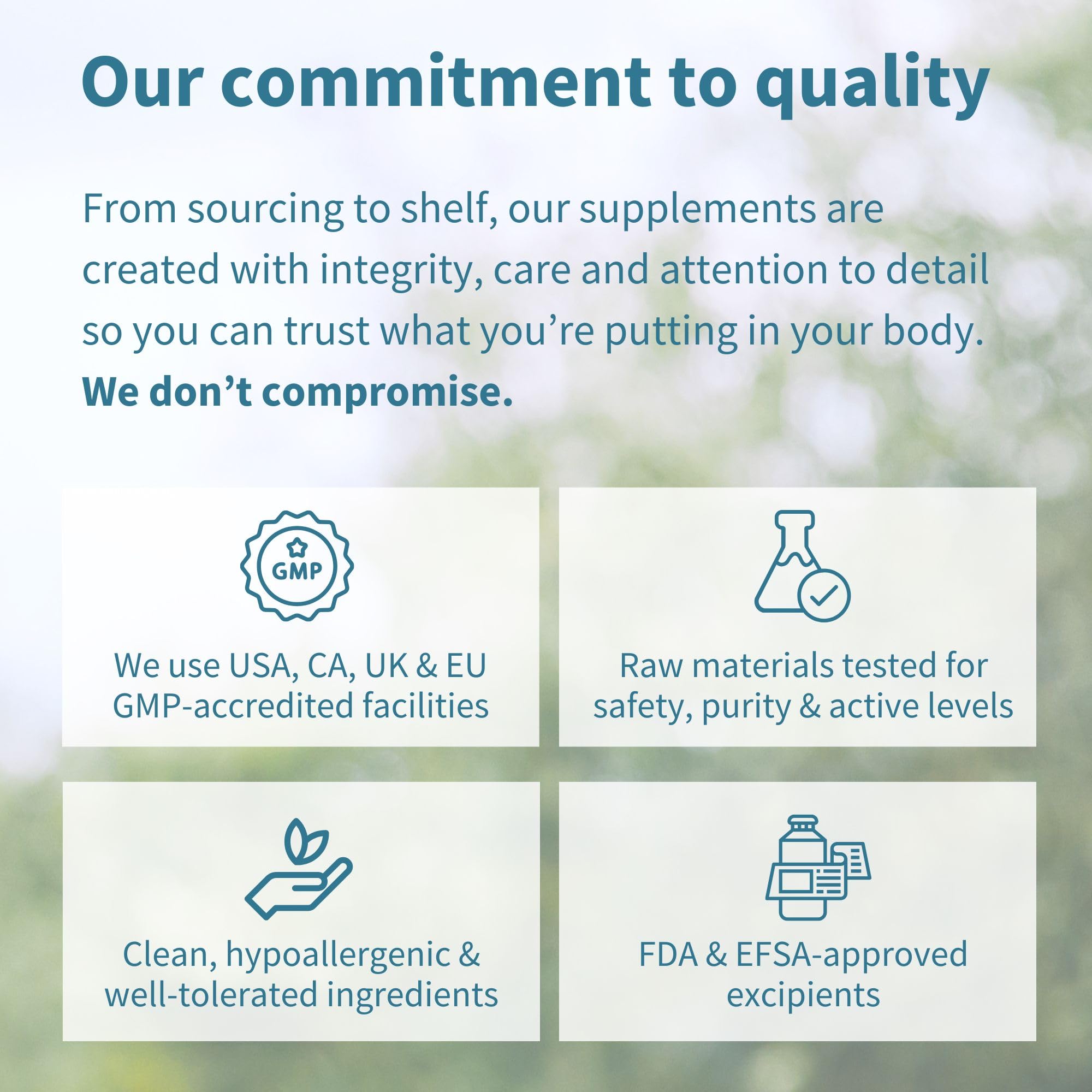Igennus product next to ingredient and quality claims for transparent information