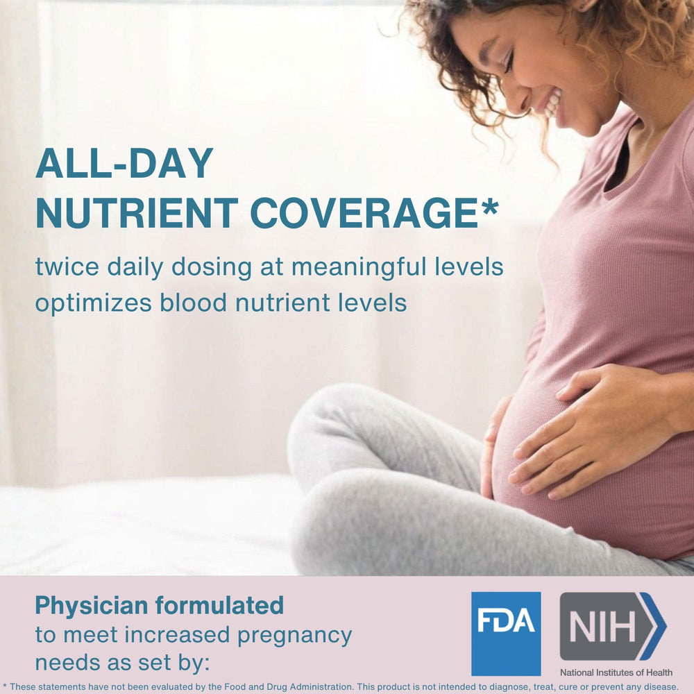 Igennus Healthcare Nutrition prenatal tablets on kitchen counter in morning routine