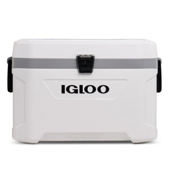 Igloo front view of 54 Qt Marine Ultra showing durable build and storage benefit