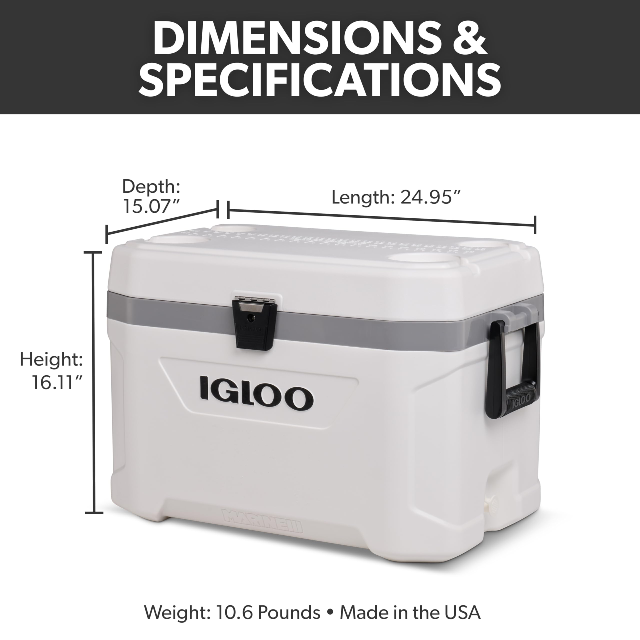 Igloo comfort-grip swing handle held wet, improving grip and carry safety