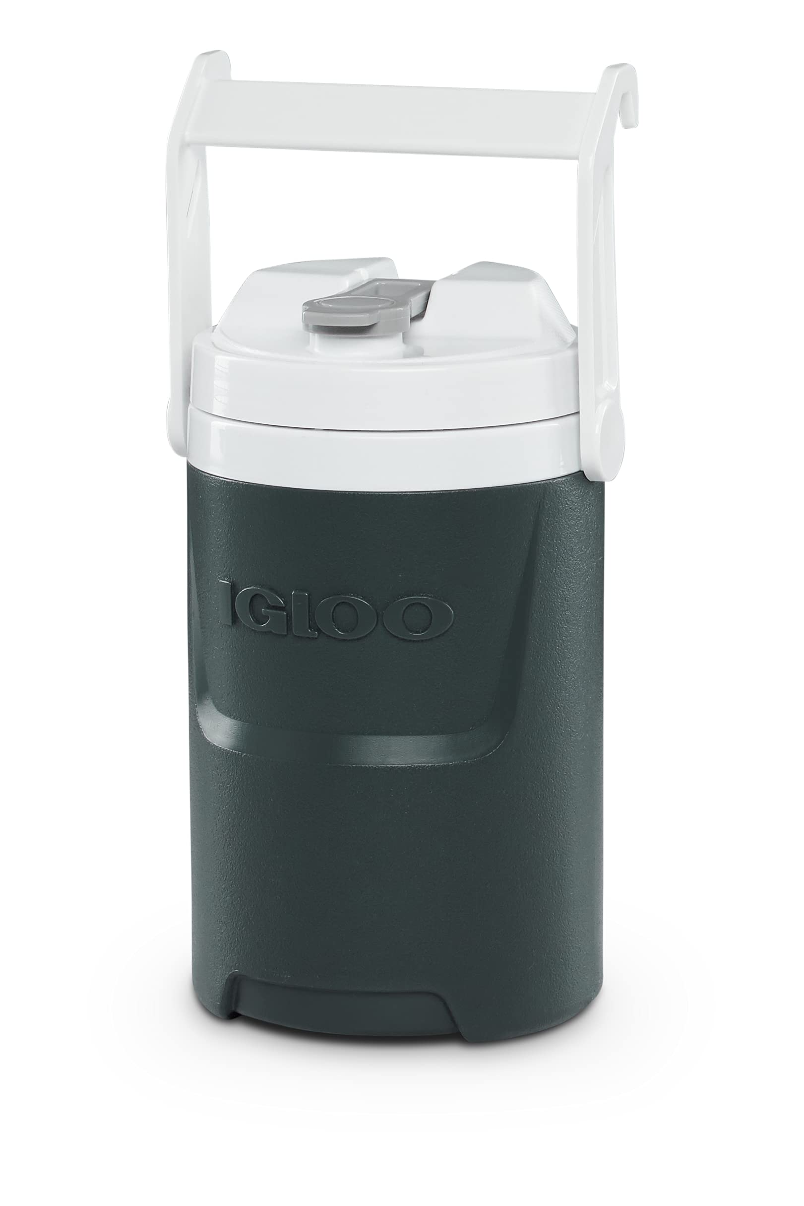 Igloo cooler beside sports gear showing half-gallon scale and portable capacity benefit