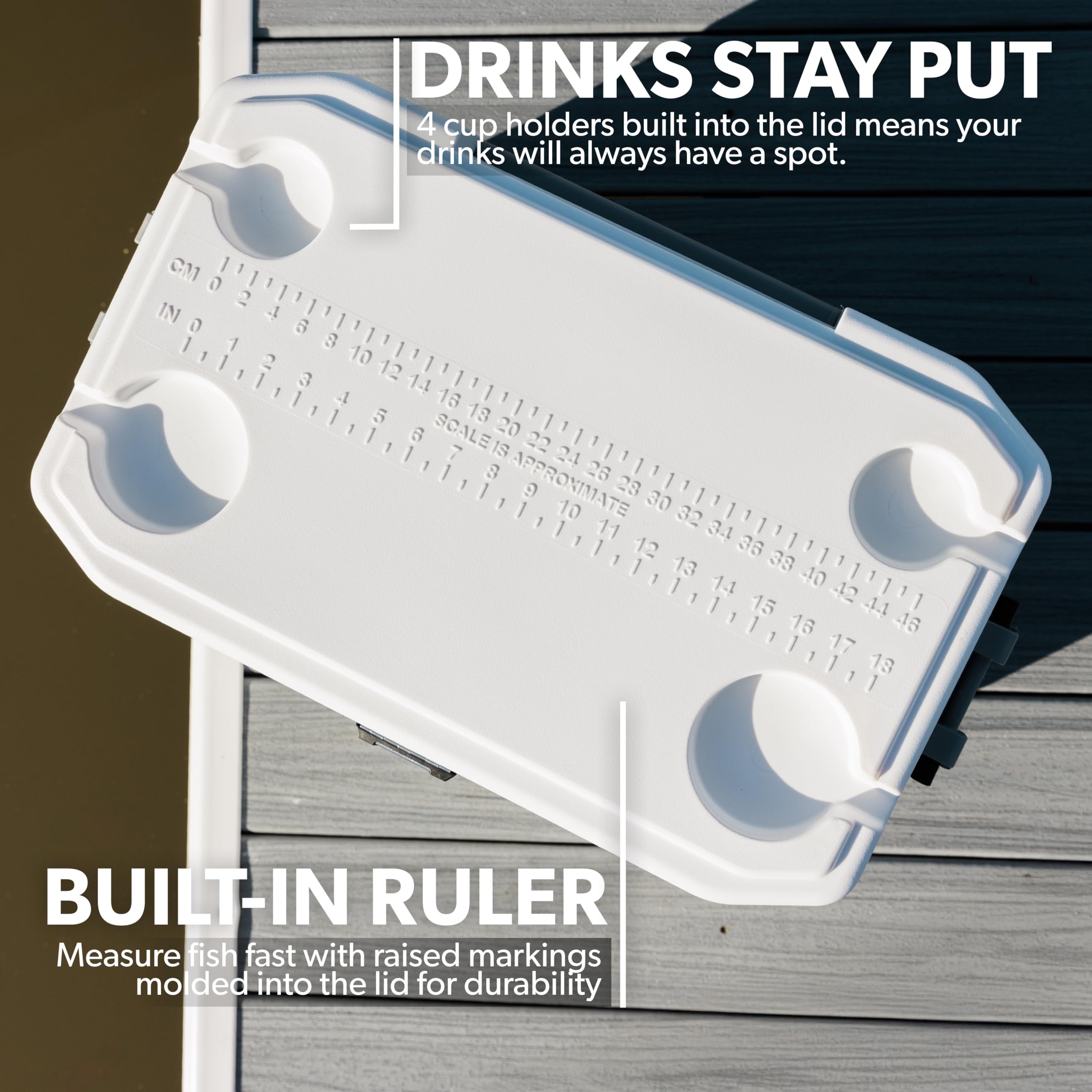Igloo stainless-steel lid strap detail resisting rust and securing contents