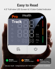 iHealth Track Pro worn on upper arm during measurement for comfortable use