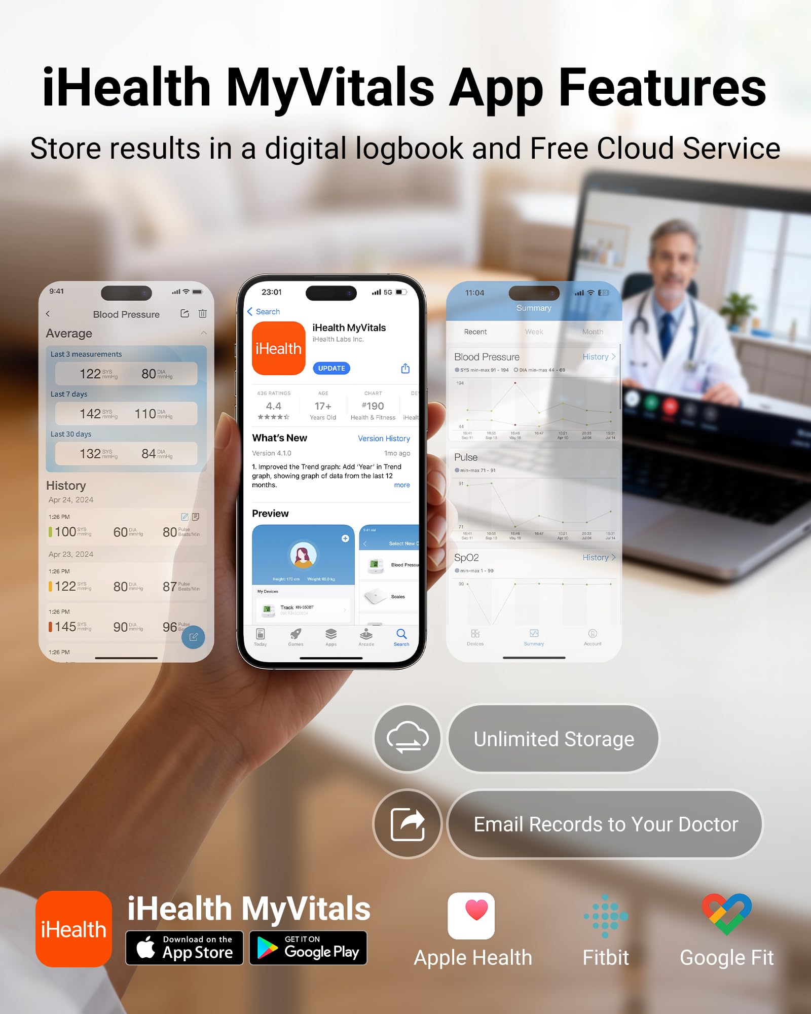 iHealth Track Pro on a bedside table showing convenient daily monitoring